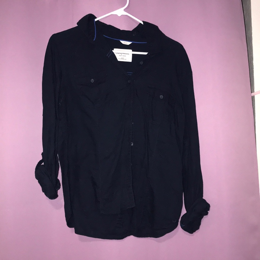 navy button down long sleeve